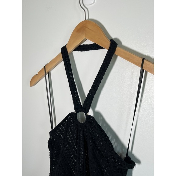 Y2K Crochet Halter Keyhole Top Fairy Whimsigoth Womens Black M - Picture 2 of 9